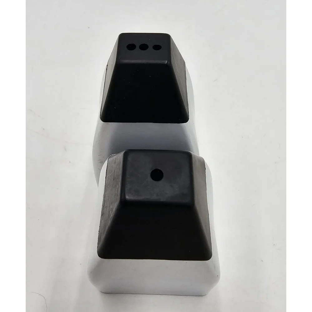 Salt & Pepper Shakers Brushed Chrome Look Lucite Atomic Wedge Shape Seasoning